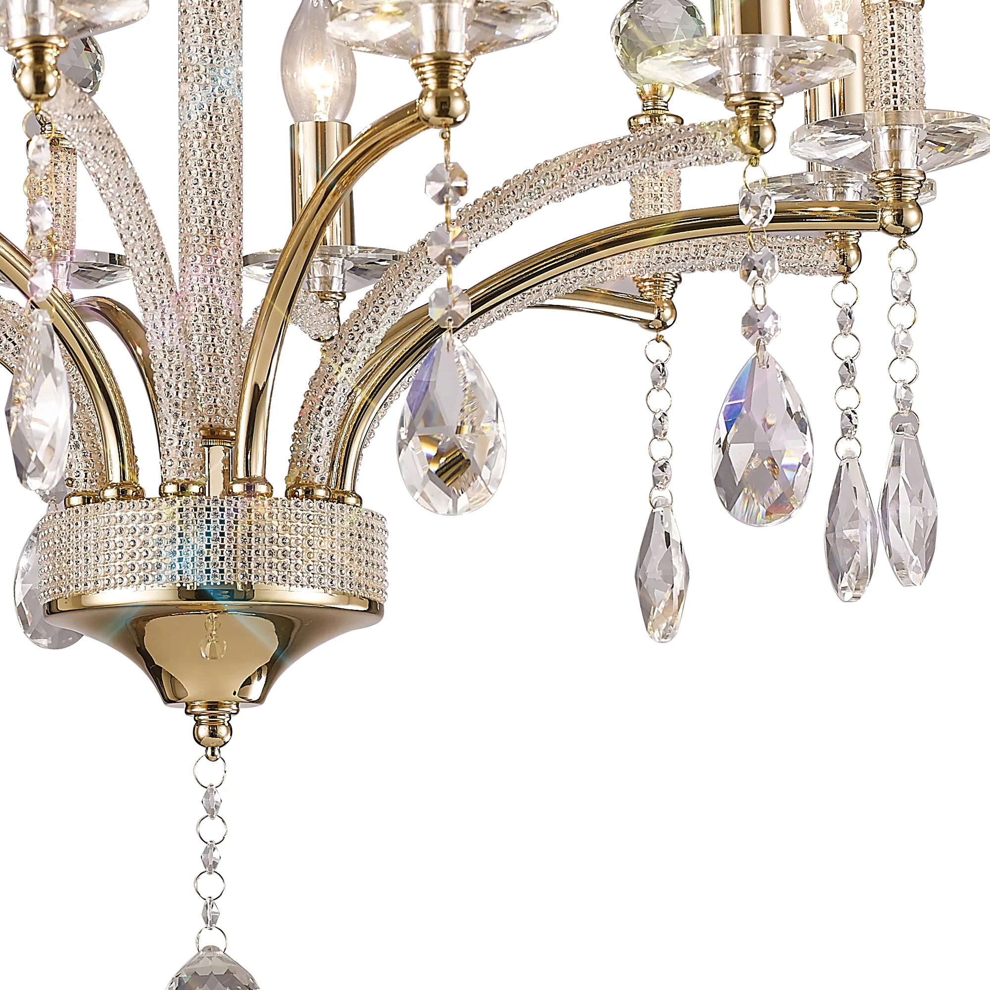 Fiore Crystal Pendant 6 Light French Gold IL32366  Diyas Fiore